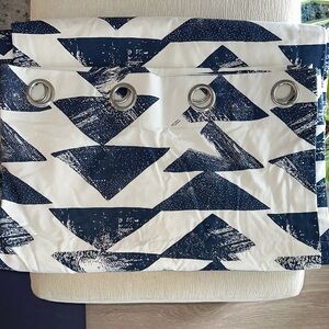 Navy and White Bellacor Geometric Curtain